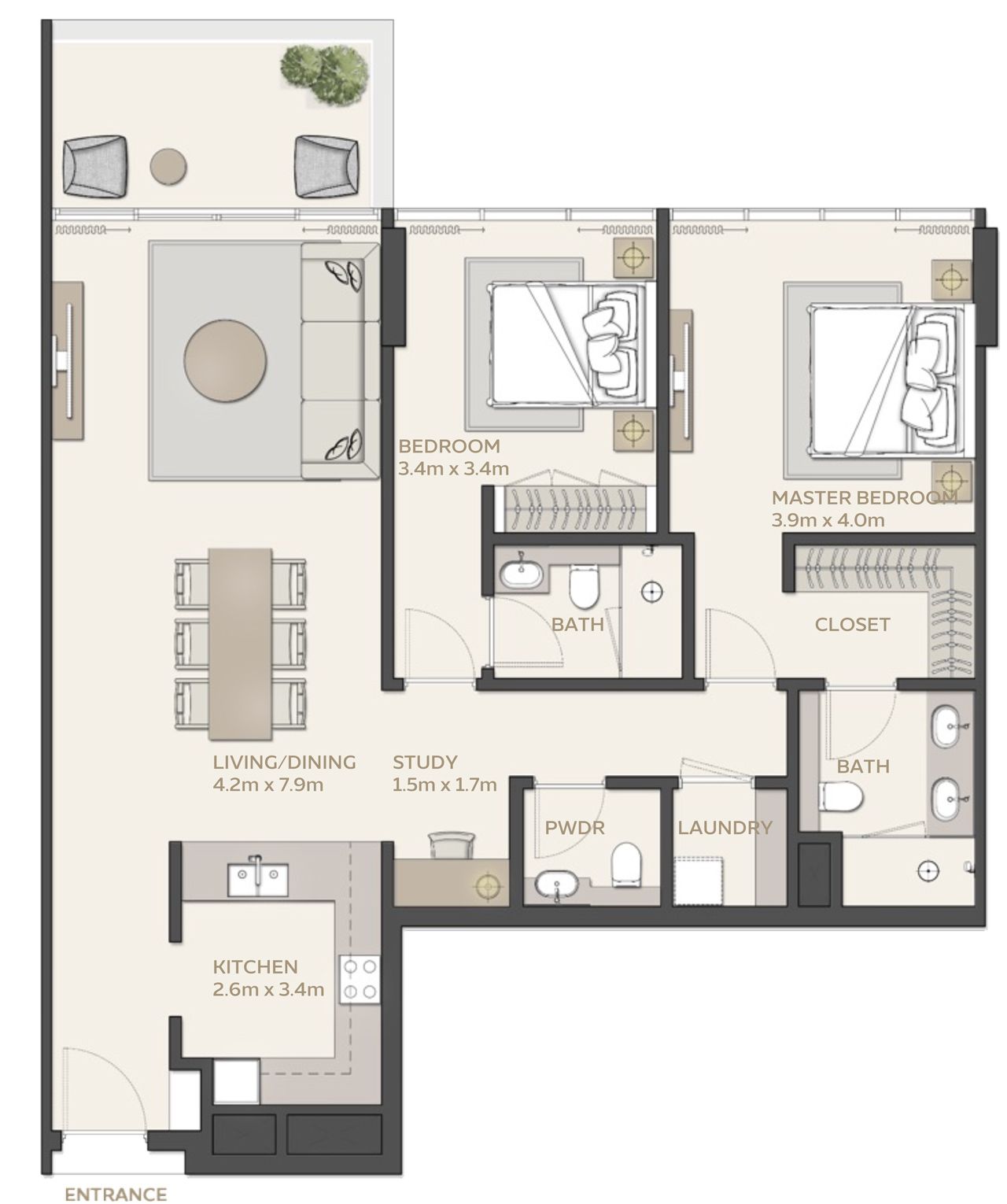 Mangrove Residences At Expo City 2 bedrooms floor plan