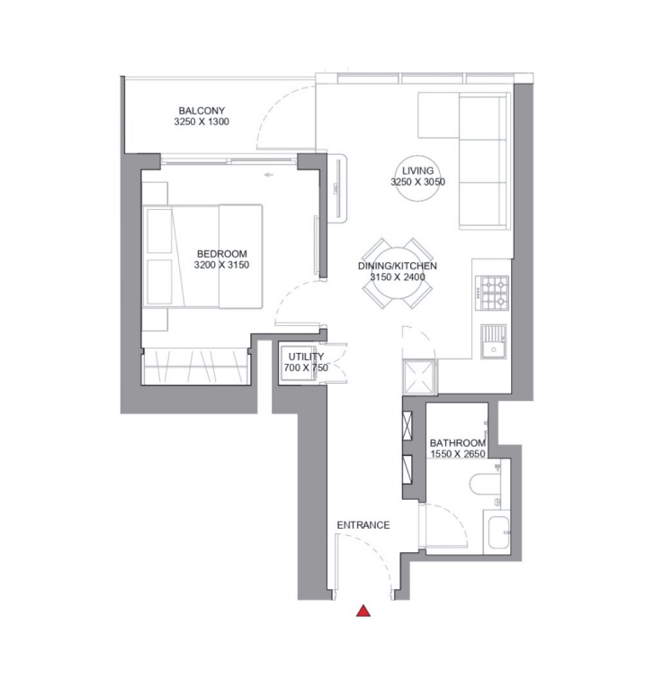 1 Bedroom Apartment Floor Plan