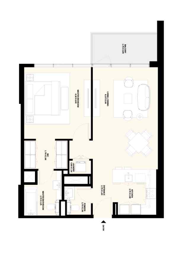 1 Bedroom Apartment Floor Plan