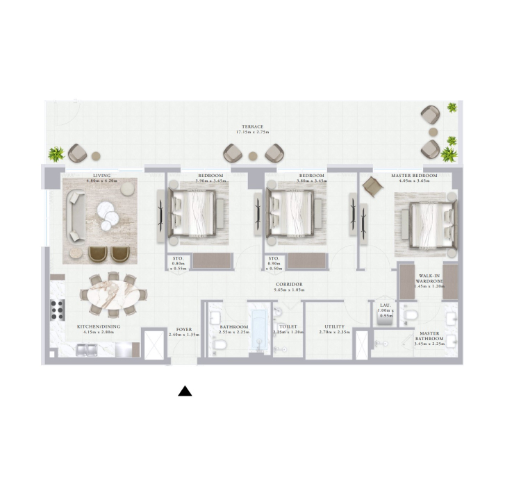 3 Bedrooms Apartment Floor Plan