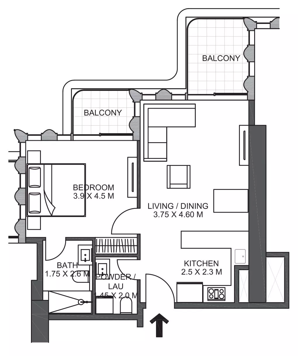 1 Bedroom Apartment Floor Plan