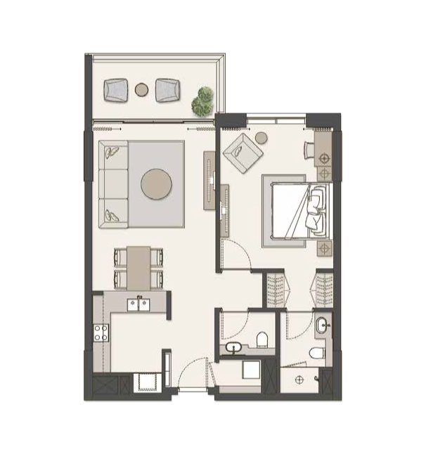 1 Bedroom Apartment Floor Plan