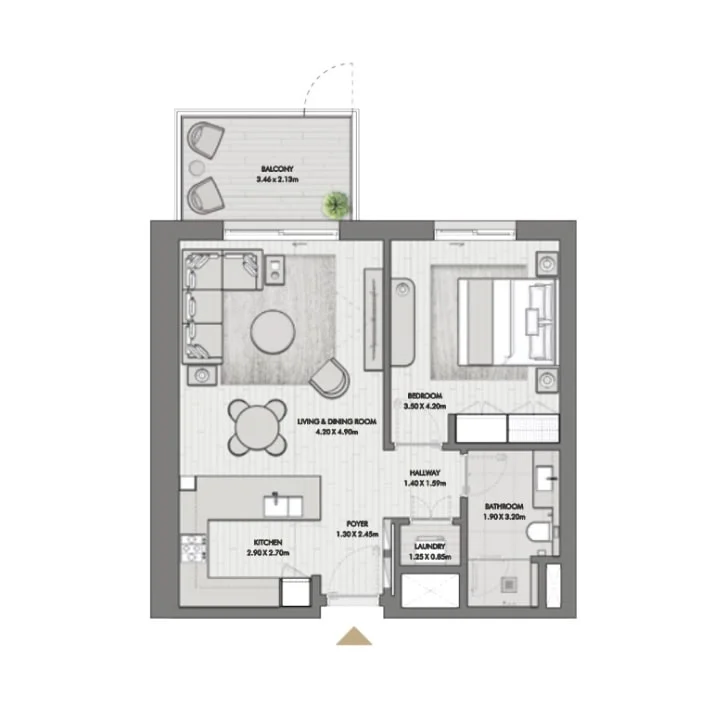 1 Bedroom Apartment Floor Plan