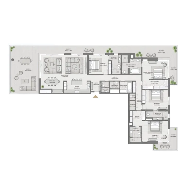 4 Bedrooms Apartment Floor Plan