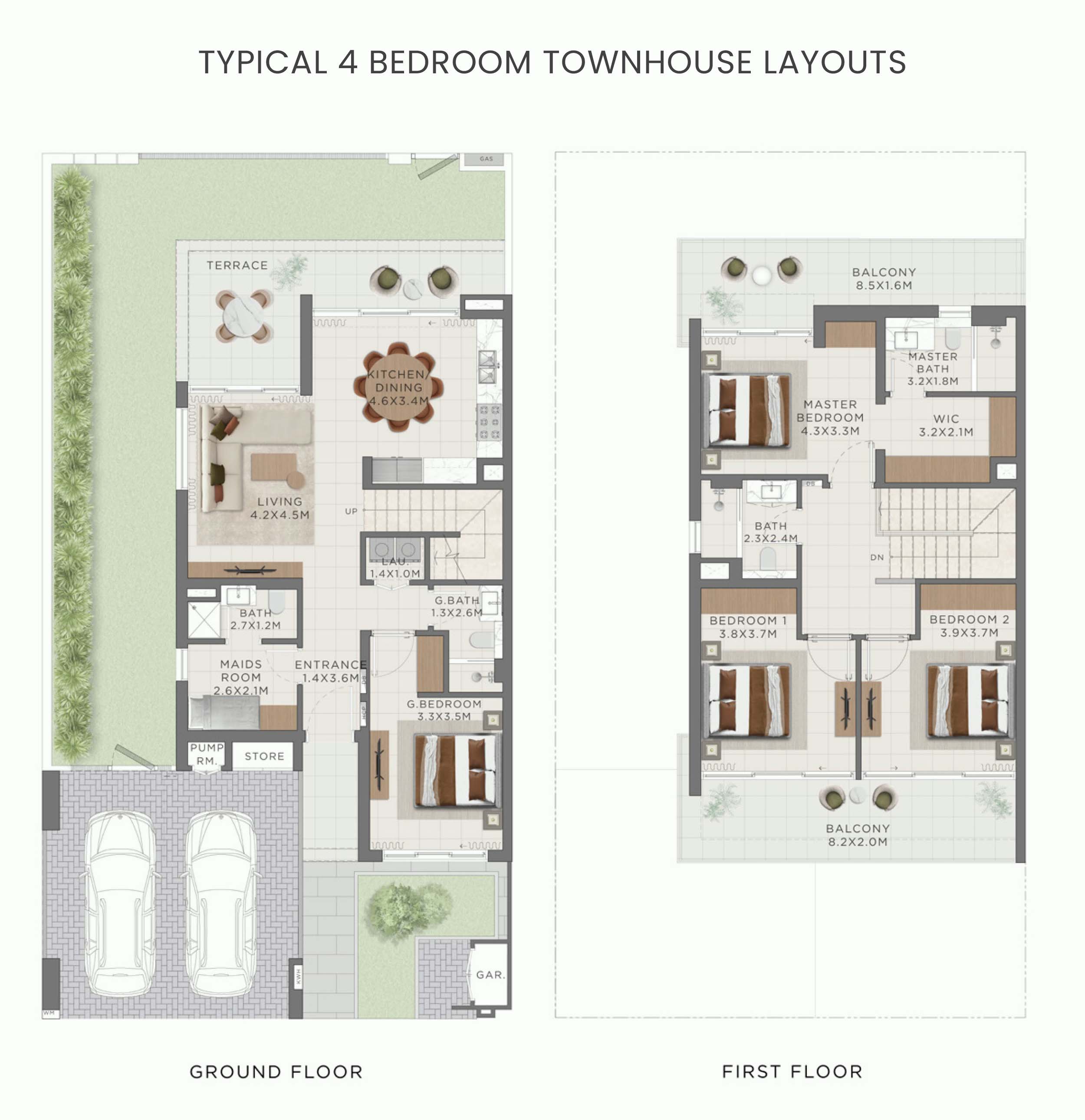 4 Bedrooms Townhouse Floor Plan