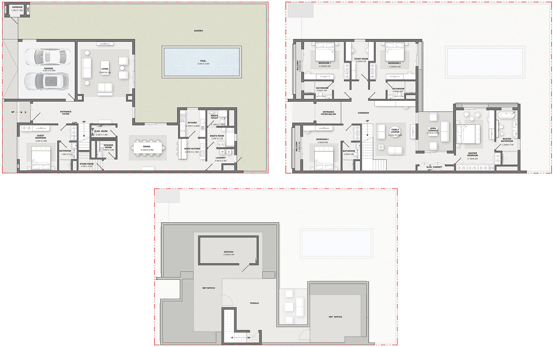 5 Bedrooms Villa Floor Plan