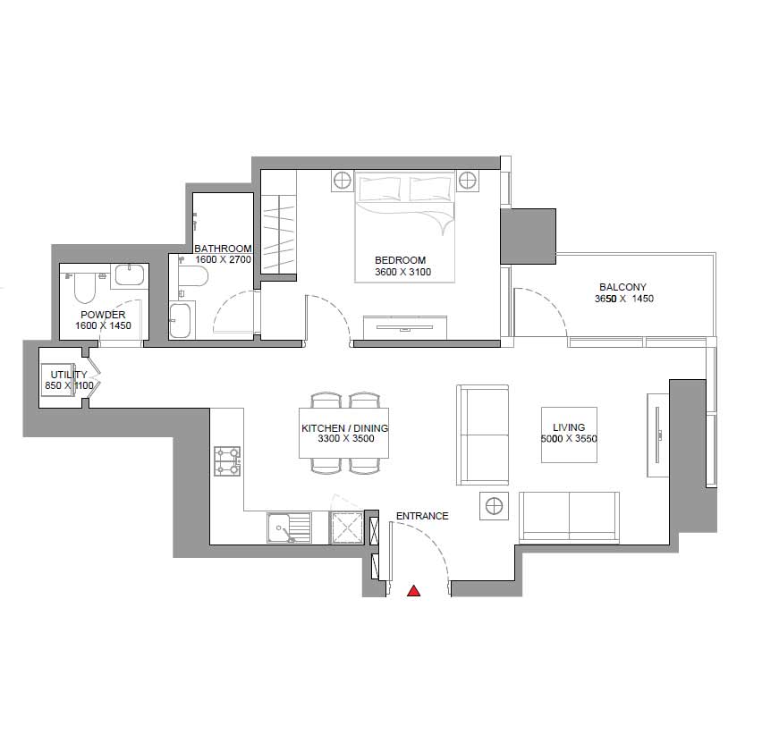 1 Bedroom Apartment Floor Plan