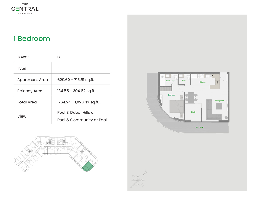 1 Bedroom Apartment Floor Plan