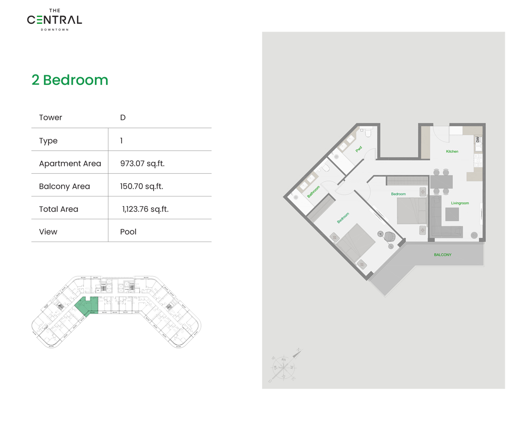 2 Bedroom Apartments Floor Plan