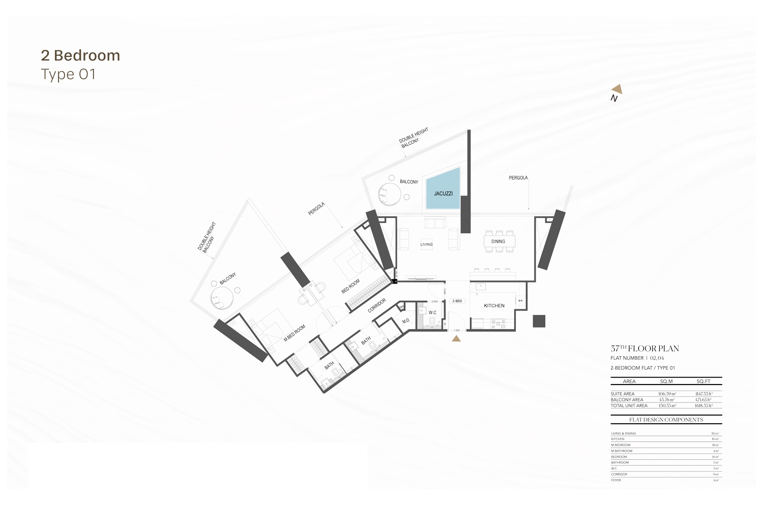 2 Bedroom Apartments Floor Plan