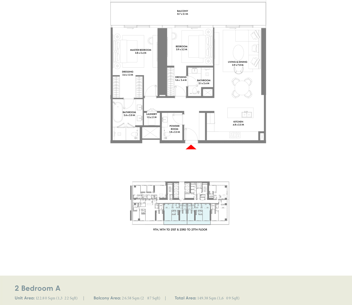 2 Bedroom Apartments Floor Plan