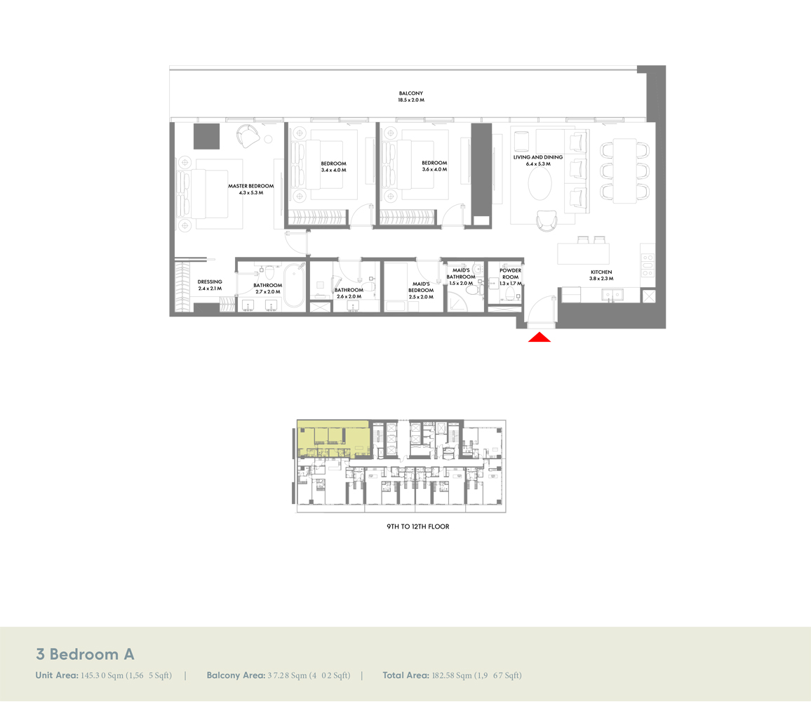 3 Bedroom Apartments Floor Plan