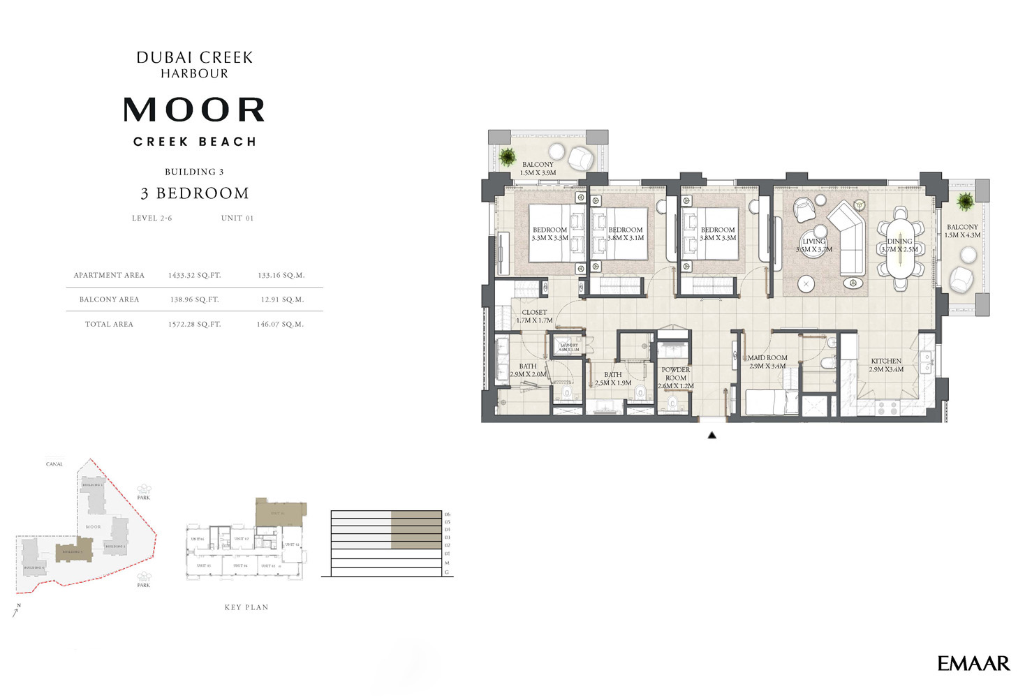 3 Bedroom Apartments Floor Plan