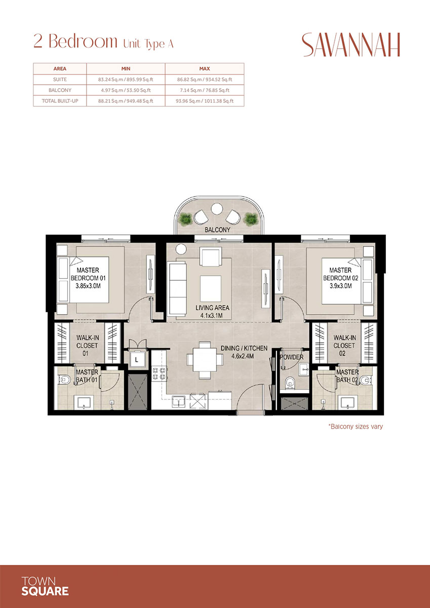 2 Bedroom Apartments Floor Plan